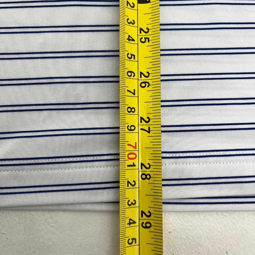 Augusta National Mens Size L Golf Polo Shirt White Blue Striped Short Sleeve - Picture 7 of 7